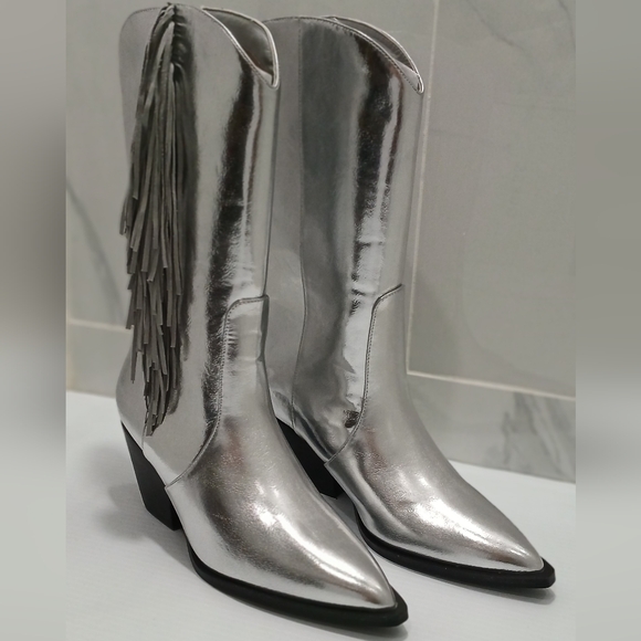 BILLINI Cowgirl Boots ANDE Silver Fringe 🔥❤️🩶 Women's Size 7 NEW - Picture 6 of 16